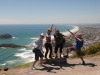 Warwick, Łukasz i dwójka Hiszpanów z couchsurfing - na szczycie Mt. Maunganui; Nowa Zelandia